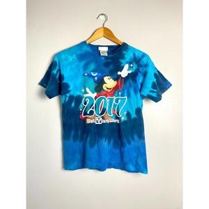 Disney Parks Walt Disney World 2017 Blue Tie Dye T-Shirt Youth Large